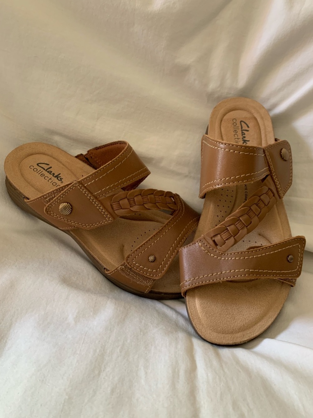 Clarks 'April Raelyn' genuine leather slide sandals
